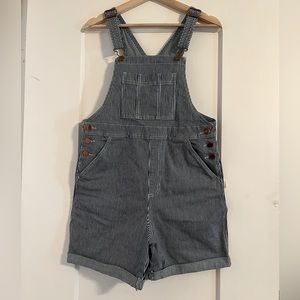 Universal Thread Overall Shorts Blue and White Railroad Pinstripes Size 2